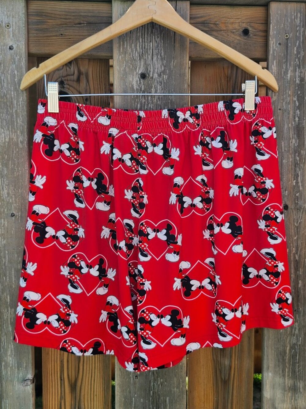 DISNEY Mickey and Minnie Heart Boxer Short Style Shorts Women's Large